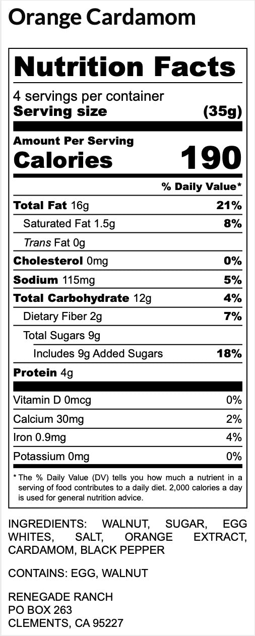 Orange Cardamom- Renegade Ranch Walnuts